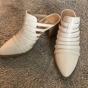 Cream slip on mules
